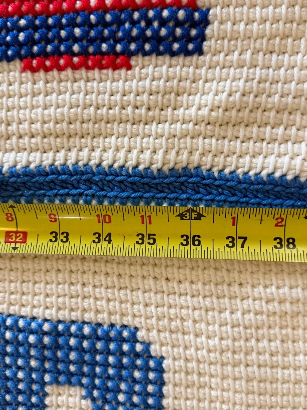 Lot Of 2 1980'S Vintage Primary Colors Hand Crochet Baby Toddler Crib Blankets